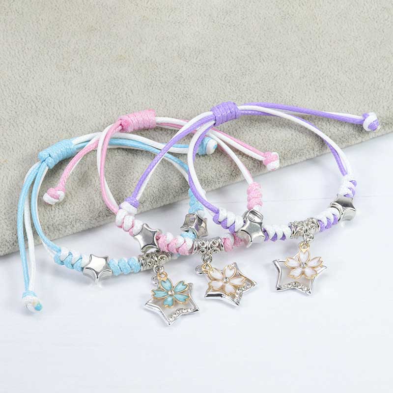 Fiasrel 2pcs Butterfly small flower five-pointed star bracelet