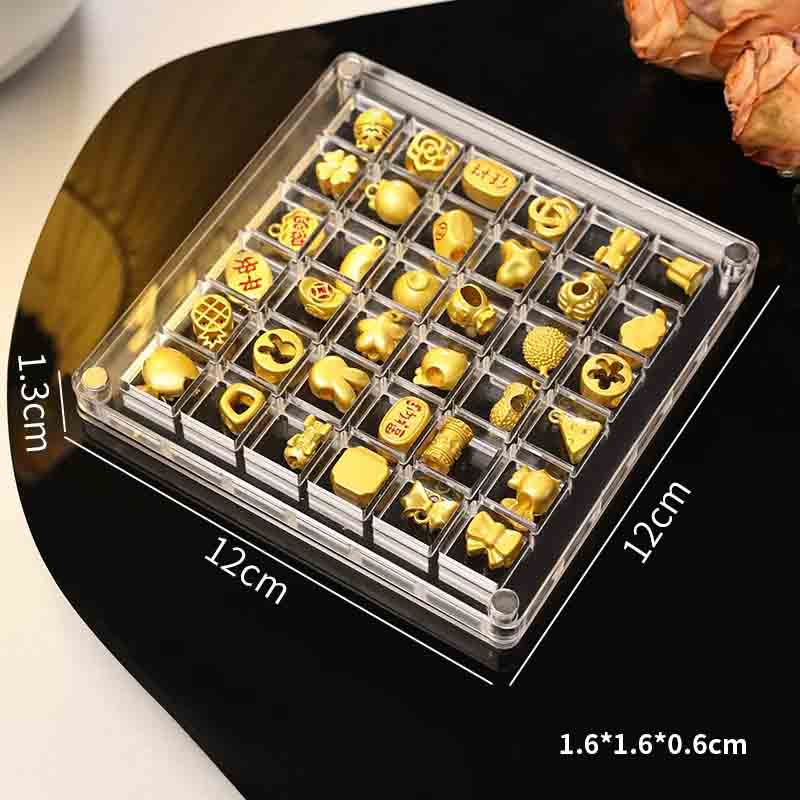 Fiasrel 12*12cm Acrylic small golden bean gold storage box