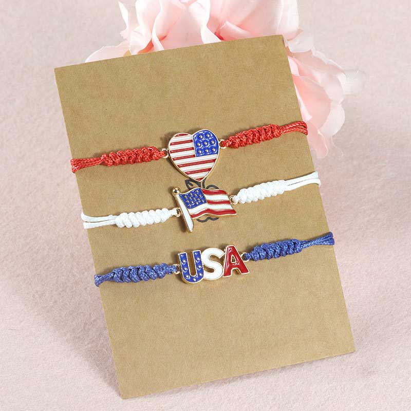 Fiasrel 2pcs Independence Day patriotic wristband