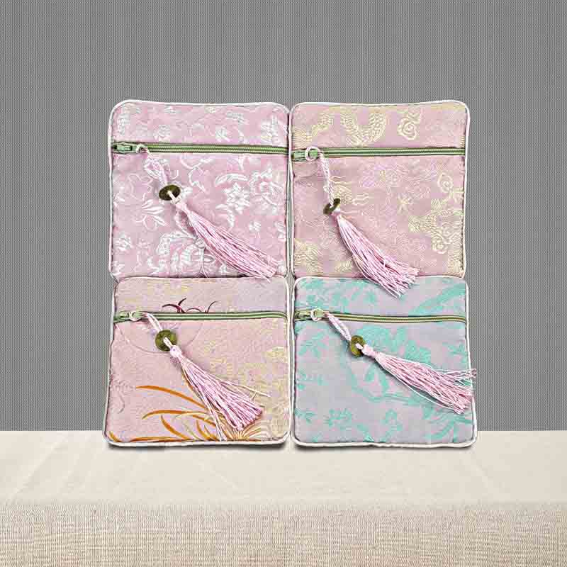 Fiasrel 11.5*11.5cm Chinese-style double-zipper jewelry bag