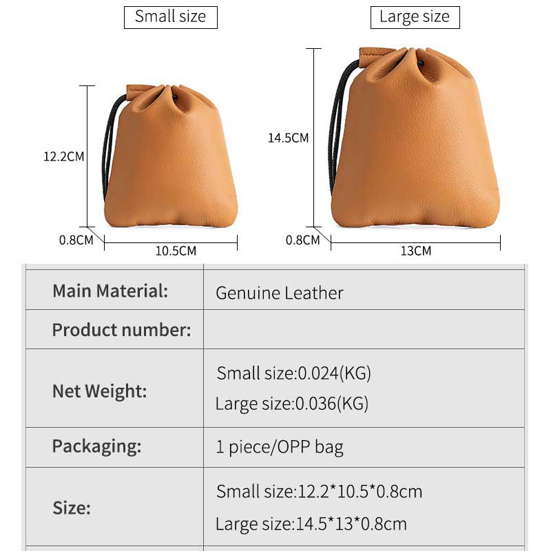 Fiasrel Drawstring top layer cowhide storage bag
