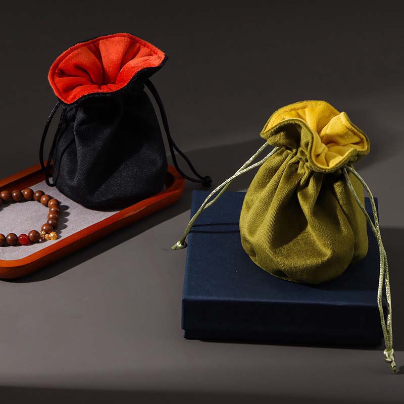 Fiasrel 12.5*6*1cm Velvet color-blocked jewelry bag