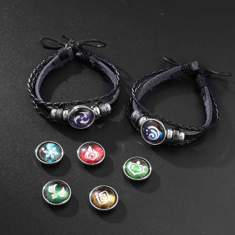 Fiasrel Anime Game Genshin impact Bracelet Vintage Leather Bracelet