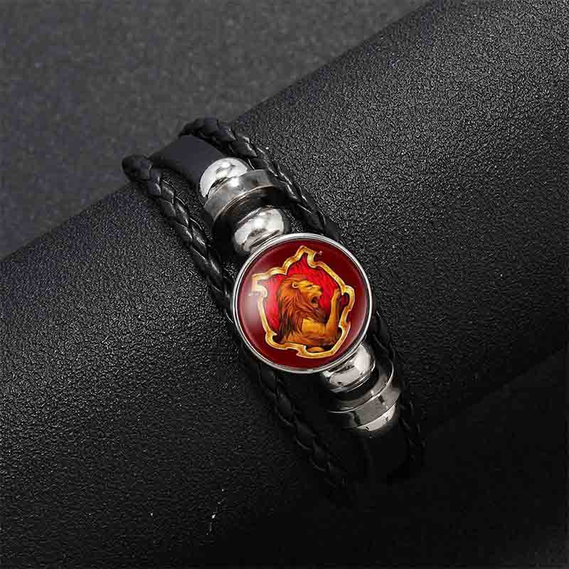 Fiasrel Handwork Knitting Leather Bracelet Harry Magic Bangle Potter Badge Bracelet Jewelry 
