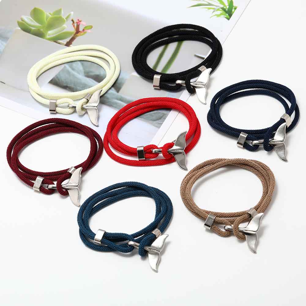 Fiasrel 14-color Men Women Jewelry Milan Rope Ocean Whale Tail Braided Bohemian Bracelet