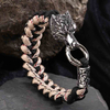 Fiasrel Handmade Paracord Wristband Stainless Steel Wolf Head Viking Bracelet Jewelry