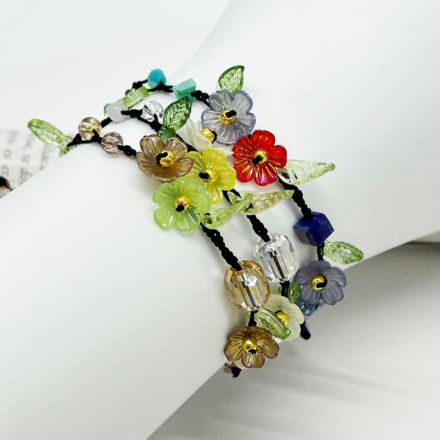 Fiasrel Women's Trendy Beaded Bracelet Handwoven Flower bracelet