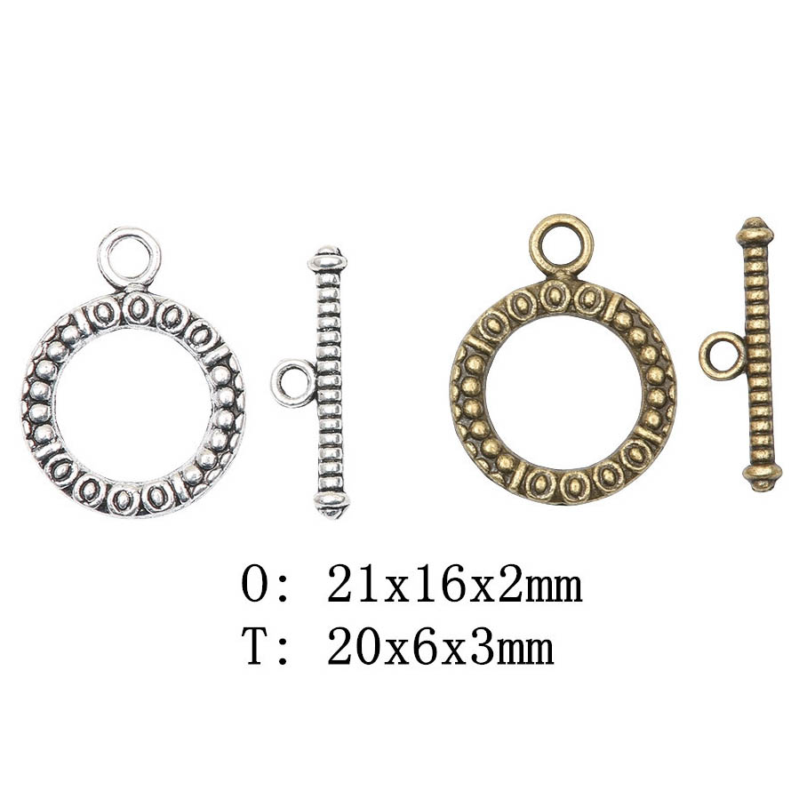 Fiasrel 10pcs DIY Antique Silver Color Plated Zinc Alloy Toggle Jewelry Clasps