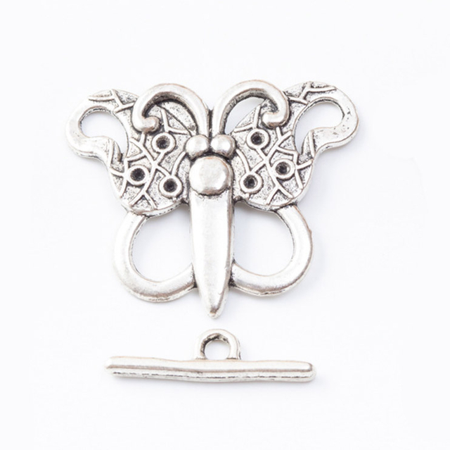 Fiasrel 10pcs Stainless Steel OT Clasps Fashion Buterfly Toggle Clasps Buckle Connector