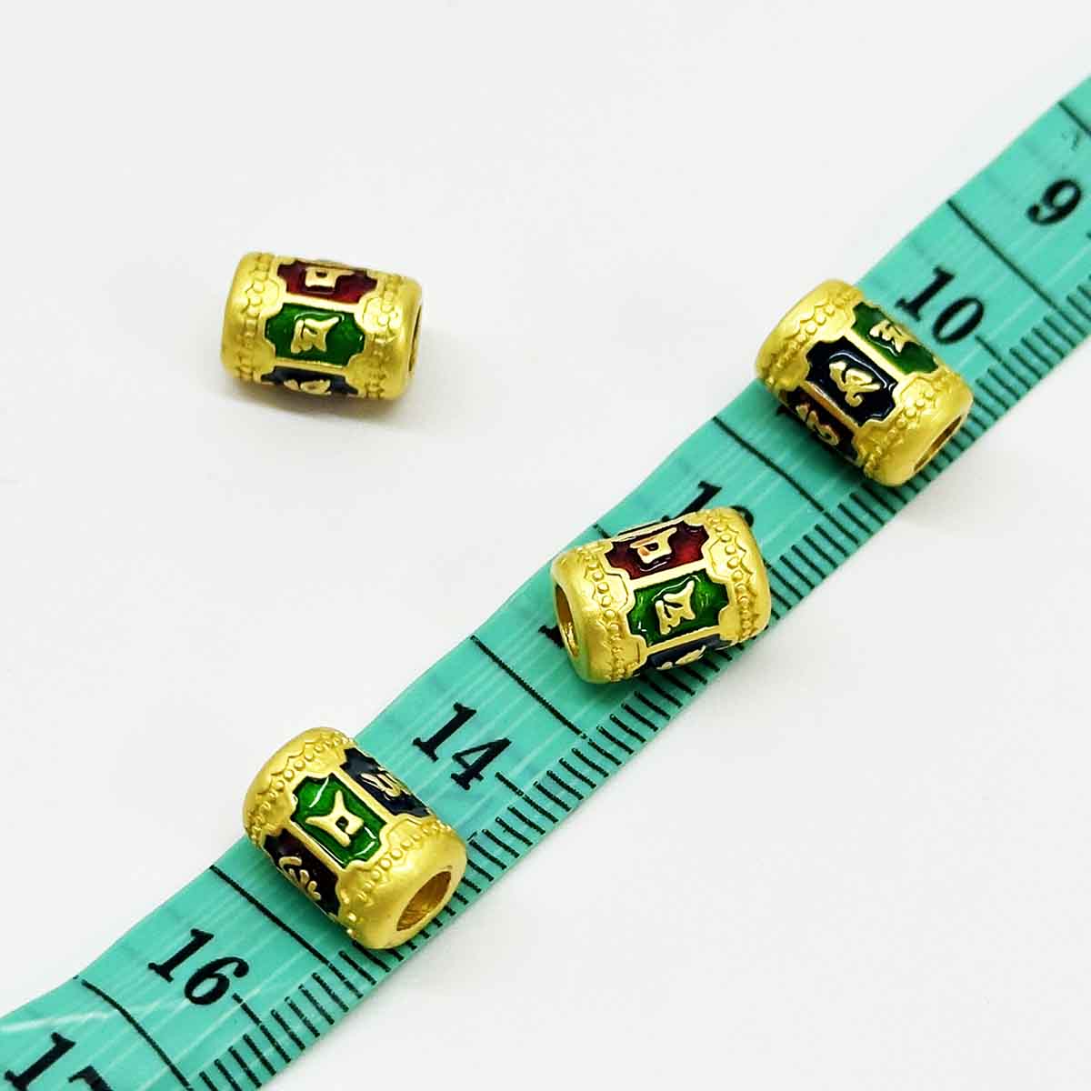 Fiasrel 2pcs Sand-gold Package Gold Drop Oil Om Mani Padme Hum Beads