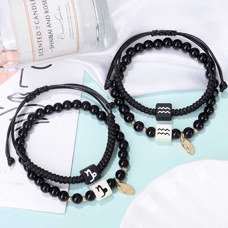 Fiasrel Birthday Bracelets Handmade Adjustable Bracelets Couples Zodiac Bracelet