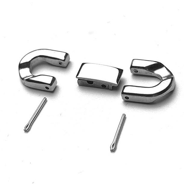 Fiasrel 5pcs Jewelry DIY Accessories 304 Stainless Steel Polished Necklace Buckle Ornaments Jewelry Bracelet U-shaped Cuban Buckle