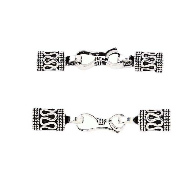 Fiasrel S925 Pure Silver Buckle Patterned Bracelet Thai Silver Retro Silver Safety Pattern Necklace Buckle Head with Connecting Buttons
