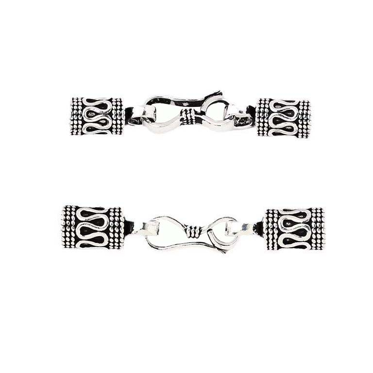Fiasrel S925 Pure Silver Buckle Patterned Bracelet Thai Silver Retro Silver Safety Pattern Necklace Buckle Head with Connecting Buttons