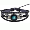 Fiasrel Handmade Beaded DIY Zodiac Bracelet Adjustable 12 Constellations Leather Bracelet