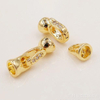 Fiasrel 2pcs 18K Gold Plated Spring Clasp Ladies Zircon Bracelet Pearl Connector Brass Toggle Jewellery Clasps