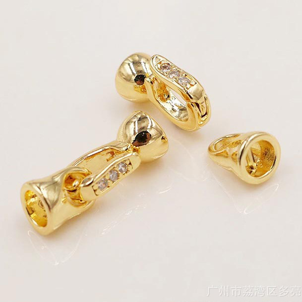 Fiasrel 2pcs 18K Gold Plated Spring Clasp Ladies Zircon Bracelet Pearl Connector Brass Toggle Jewellery Clasps
