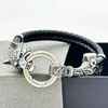 Fiasrel Stainless Steel Wolf Head Bracelet Viking Bracelet Norse Myth Wolf Bracelet