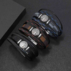 Fiasrel Magnetic Buckle Life Tree Accessories Mens PU Leather Bracelet Charms Luxury Jewelry Steel Bracelet
