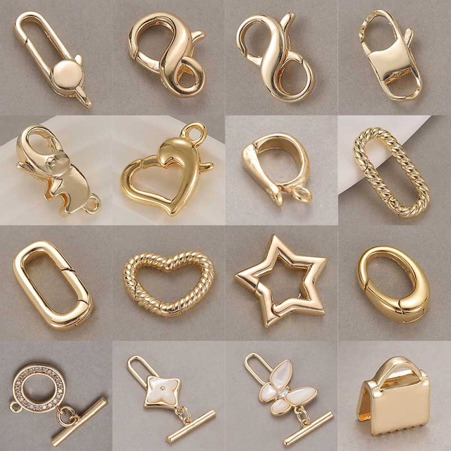 Fiasrel DIY Jewelry Buckle Electroplated 14K Gold Lobster Buckle Manual Melon Seed Spring Buckle Magnet OT Buckle Clasp