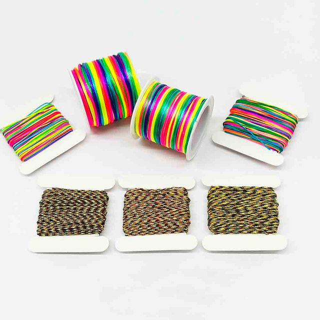 Fiasrel 0.6/0.8/2/2.5mm Nylon Rainbow Beading String for DIY Handmade Crafts