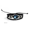 Fiasrel Adjustable PU Leather Charm Glow In Dark Leather Cord Bracelet Leather Belt Wristband Beaded Bracelet
