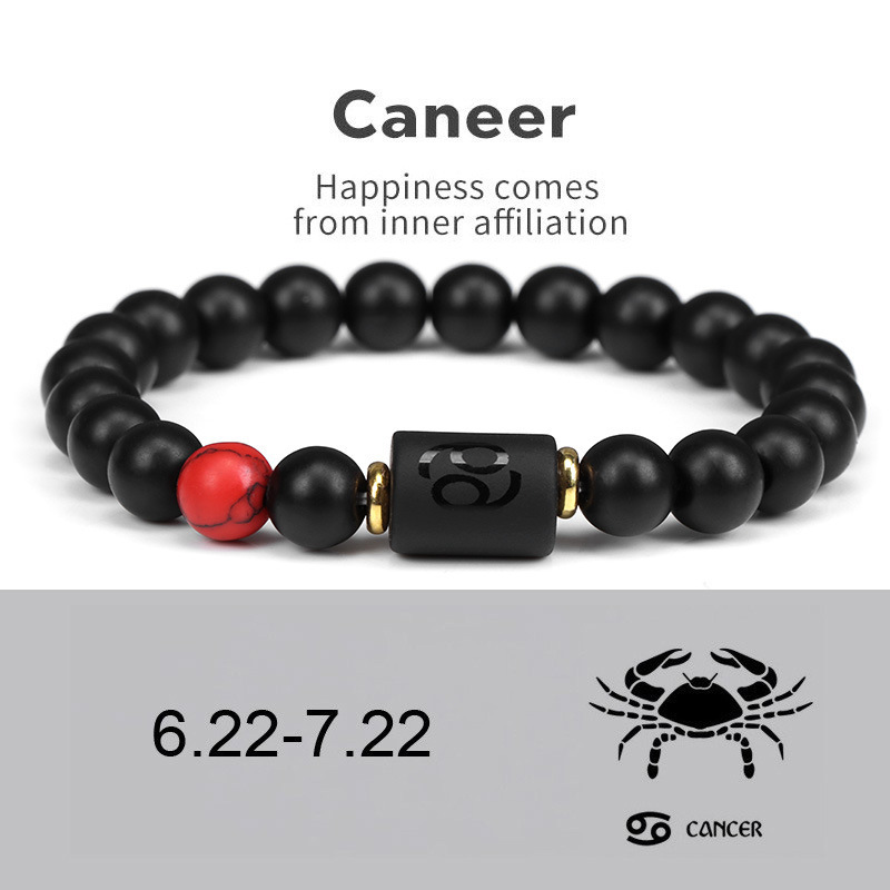 Fiasrel 8mm Beads Zodiac Bracelet Stone Star Sign Astro Horoscope Bracelet