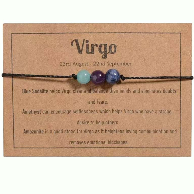 Fiasrel 8mm Crystal Stone Beads Bracelet Birthday Gift Fashion Combined Opal Amethyst Horoscope 12 Zodiac Bracelets