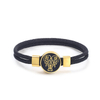 Fiasrel 12 Constellations Zodiac Sign Charm Rope Leather Adjustable Cord Bracelet Titanium Steel Retro Black Rope Bracelet