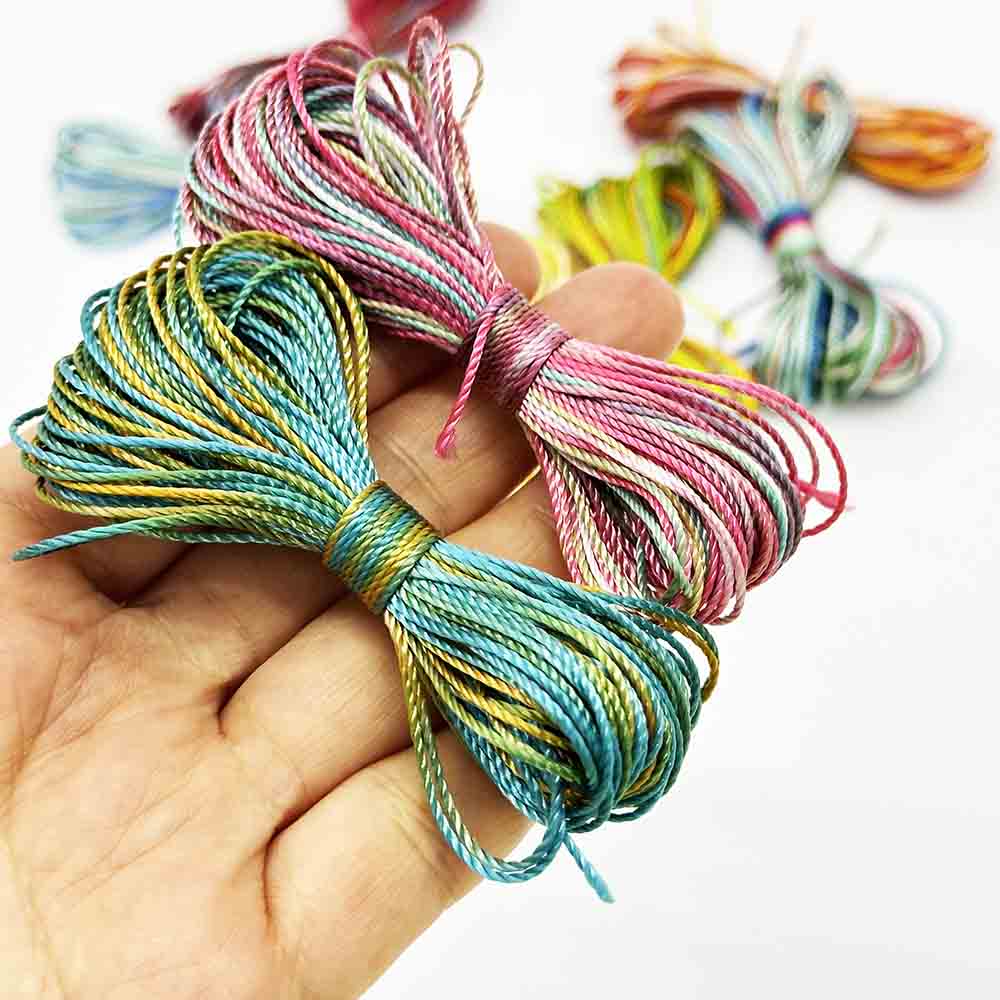 Fiasrel 8pcs/set 18 Strands 100% Polyester Thread Weaving Crafts Multi Color Sewing Threads Polyester Rainbow Thread