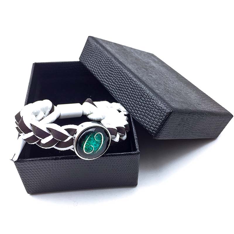 Fiasrel Zodiac Sign Pendant Bracelets Horoscope Astrology Charms Holographic Leather Twelve Constellations Luminum Bracelet