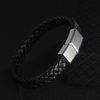 Fiasrel Jewelry Handmade Woven Genuine Leather Band Bracelet With Button Magnet Buckle