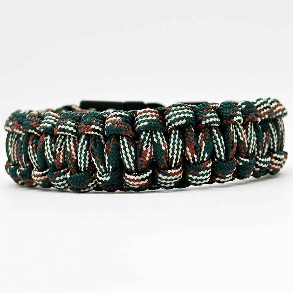 Fiasrel Army Green Camo Color Outdoor Emergency Paracord Bracelet Whistle Buckle Survival Bracelet for Camping Hiking Sports