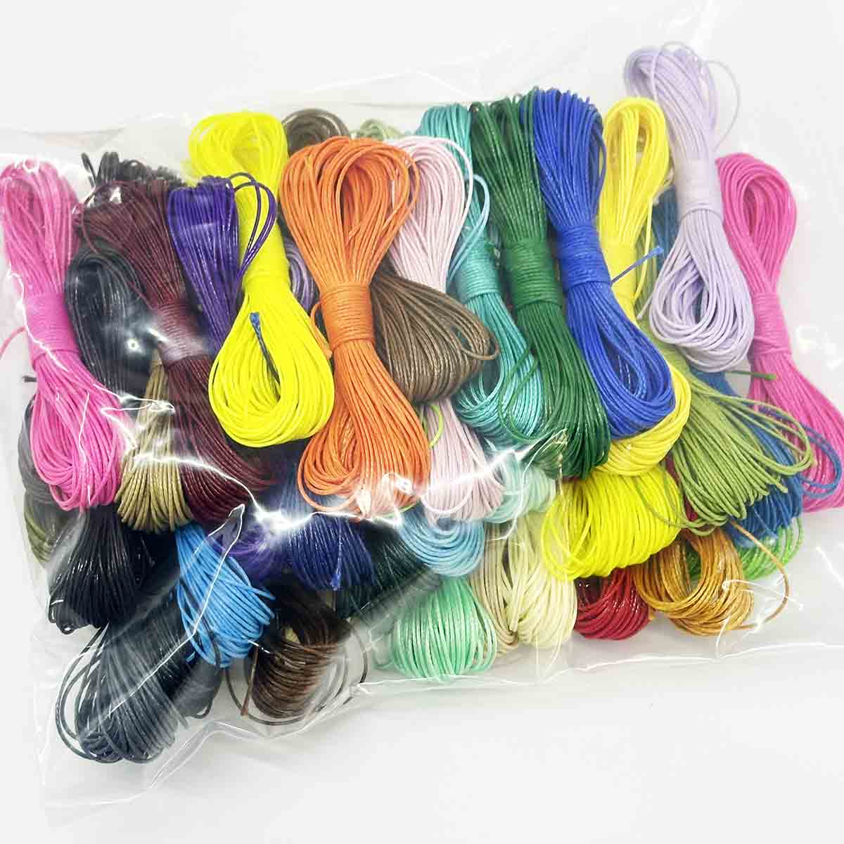 Fiasrel 0.5mm Waxed Cord Kit: 44color 10yards 200pcs Beads Wax Cord String Set