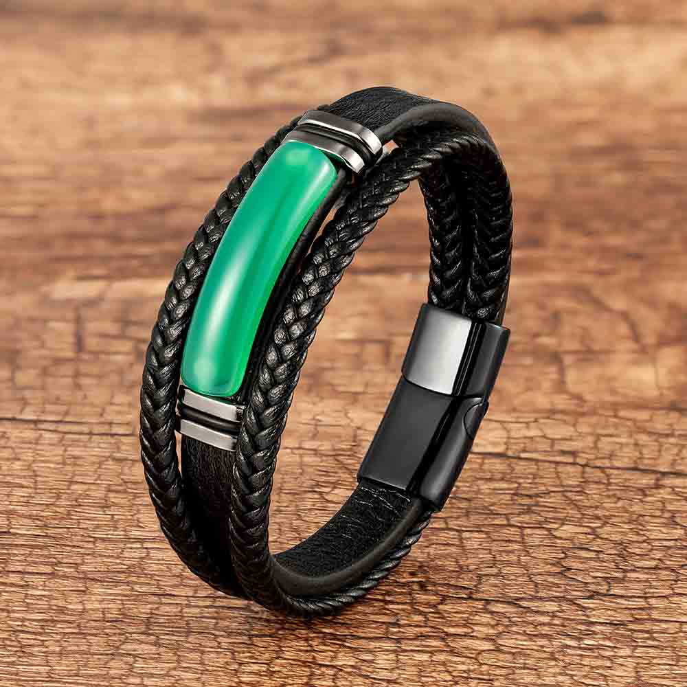 Fiasrel Stainless Steel Magnetic Clasp Multi-layer Handmade Woven Genuine Leather Bracelets