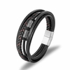 Fiasrel Multi Layer Vintage Pu Leather Bracelet Stainless Steel Spacer Beads Stackable Braided Leather Bracelet