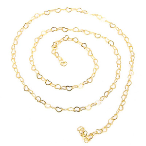 Fiasrel 1m 18K Gold Filled Heart Chain Sterling Silver Filled Heart Chain Bulk Chain for Necklace Bracelet Permanent DIY Jewelry