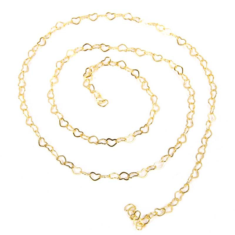 Fiasrel 1m 18K Gold Filled Heart Chain Sterling Silver Filled Heart Chain Bulk Chain for Necklace Bracelet Permanent DIY Jewelry
