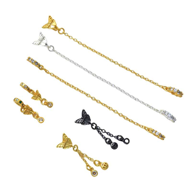 Fiasrel 5pcs Necklace Butterfly Pendant Chain Extension End Tails Drop Bead Charms for Delicate Necklace Bracelet Making