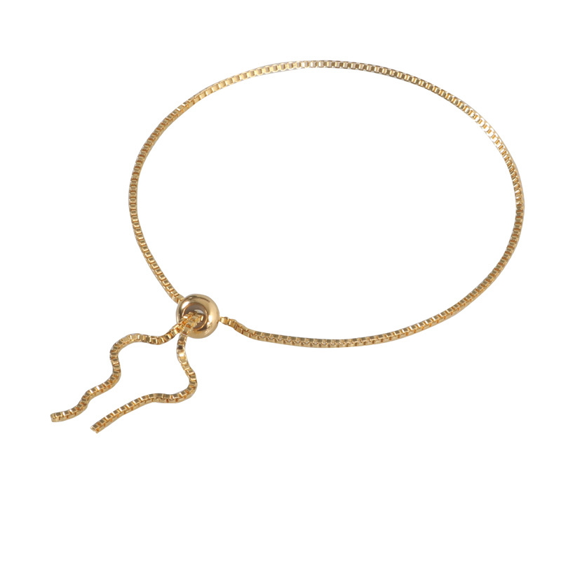 Fiasrel 1m Adjustable Bracelet 18K Gold Plated Anti-allergy Chain Round Beads Pull-out Brass Jewelry Female