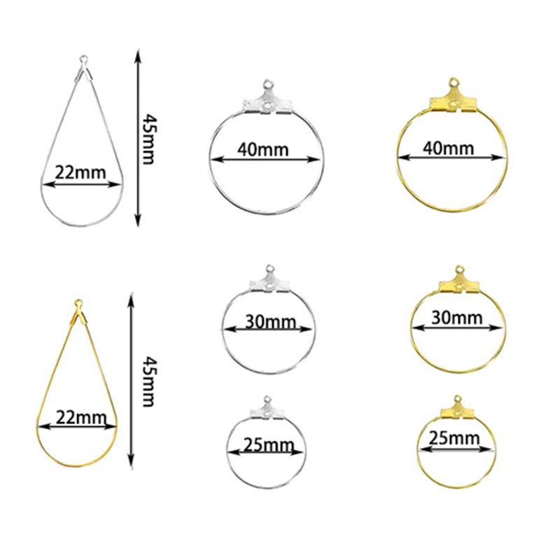 Fiasrel 20pcs 20-40mm Big Round Teardrop Hoops Earrings Dangle Clasp Ear Wires Hooks DIY Circle Earring Findings Jewelry Making Accessories