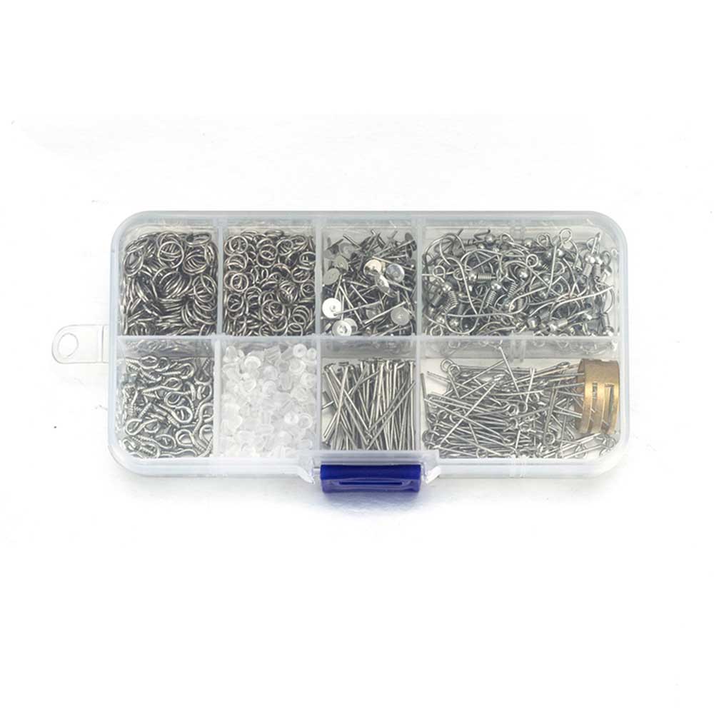 Fiasrel Hardware Accessories Set Single Loop Earring Hook Lobster Clasp Kit for Bracelet Necklace Jewelry Making Hand Tools