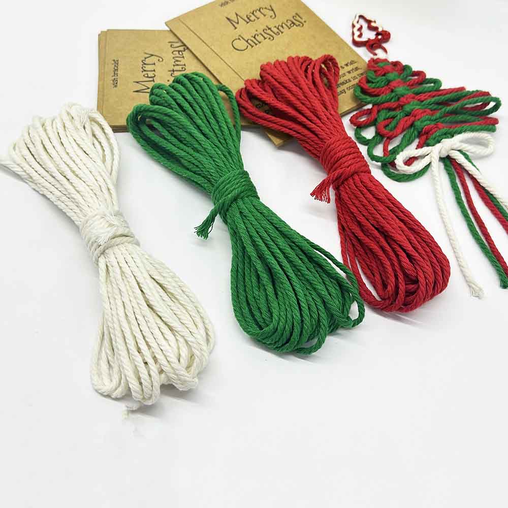 Fiasrel Christmas Thread Kit: 3mm 10/20Yards Fiasrel Cotton Cord DIY Handmade Cotton Rope Decoration Cotton Thread
