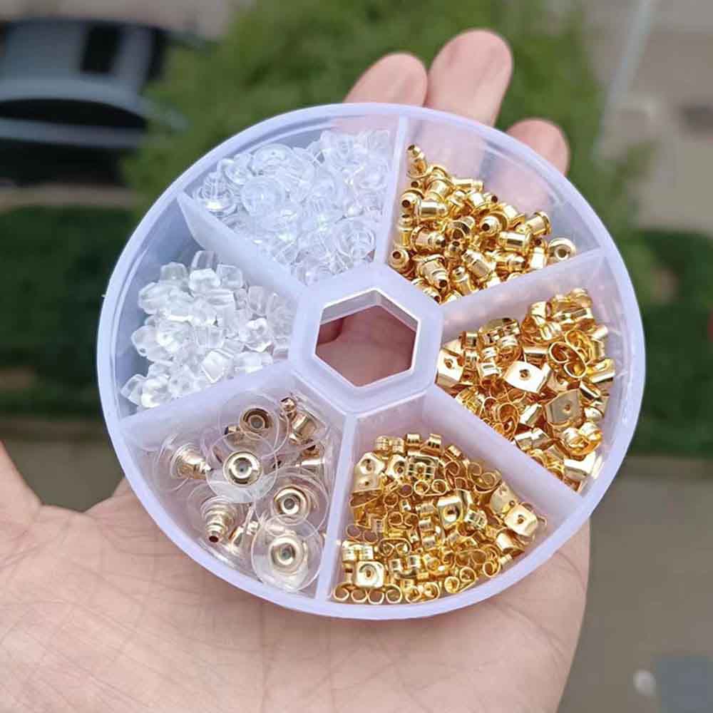 Fiasrel Mixed Fashion Jewelry Findings Kit DIY Jewelry Accessories Set Earring Backers Silicon Stoppers Kit for Jewelry Making