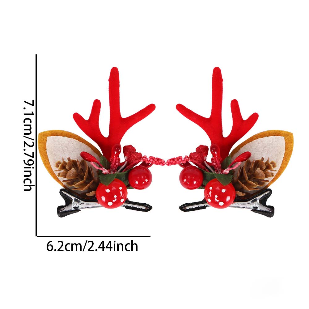 Fiasrel 1Pair Christmas Hair Clips Reindeer Antlers Xmas Hairpins Deer Antler Hair Clip for Christmas Decorative