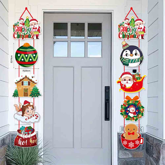 Fiasrel Christmas Santa Christmas Home Front Door Wall Hanging Christmas Banner Garage Porch Decor Couplets Door Wall Hanging Signs