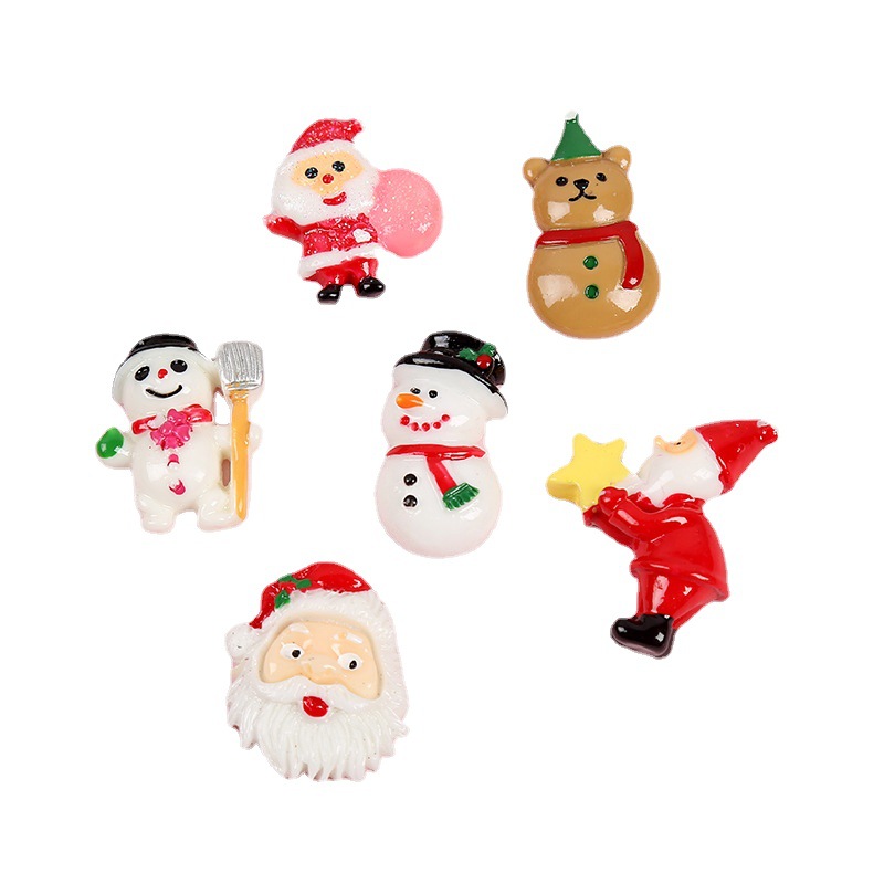 Fiasrel 20/50/100pcs Xmas Holiday Series Mixture Design Flat Back Resin Cabochon DIY Scrapbooking Decoration