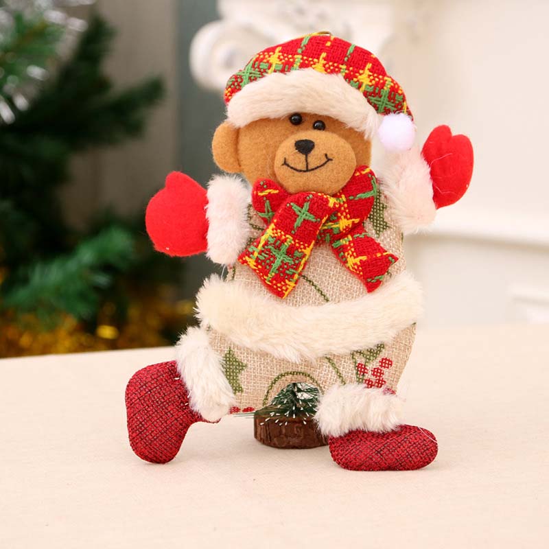 Fiasrel 1/4pcs Christmas Tree Accessories Dancing Old Man Snowman Deer Bear Cloth Puppet Christmas Decorations Gift