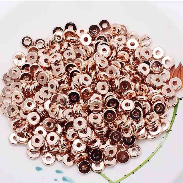 Fiasrel 100pcs Jewelry Accessory Gold Spacers Beads Bracelets Copper Spacer Loose Beads for Jewelry Making
