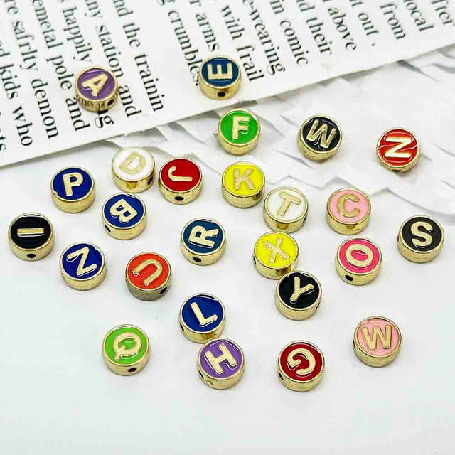 Fiasrel Letter Beads Kit: Mix Alloy Letter Beads Alphabet A-Z Letter Charm Beads for Bracelets Necklace Making Accessories